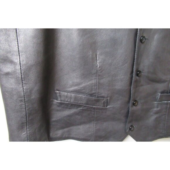 Scully Vest Men Sz 50 Black Leather Waist Coat Button Up Frontier Western Cowboy - Picture 4 of 7